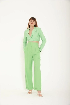Veleprodajni model oblačil nosi lfn11519-bio-cut-trousers-light-green, turška veleprodaja Hlače od Lefon