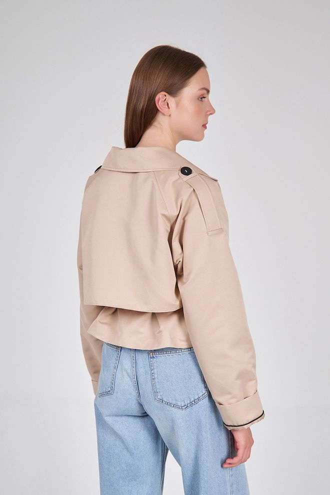 Ilia Leather Belt Detailed Short Raincoat Coat Wholesale Clothing 2