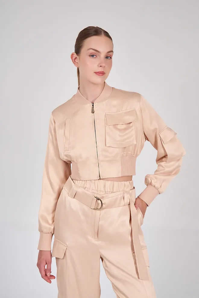 Lefon Single Pocket College Collar Short Bomber Jacket Wholesale Clothing Casual