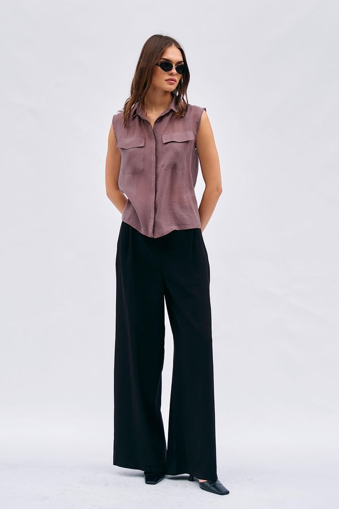 Lefon Tensel Palazzo Hlače S Gumbima Od Kostiju Veleprodaja odjeće Ležerni