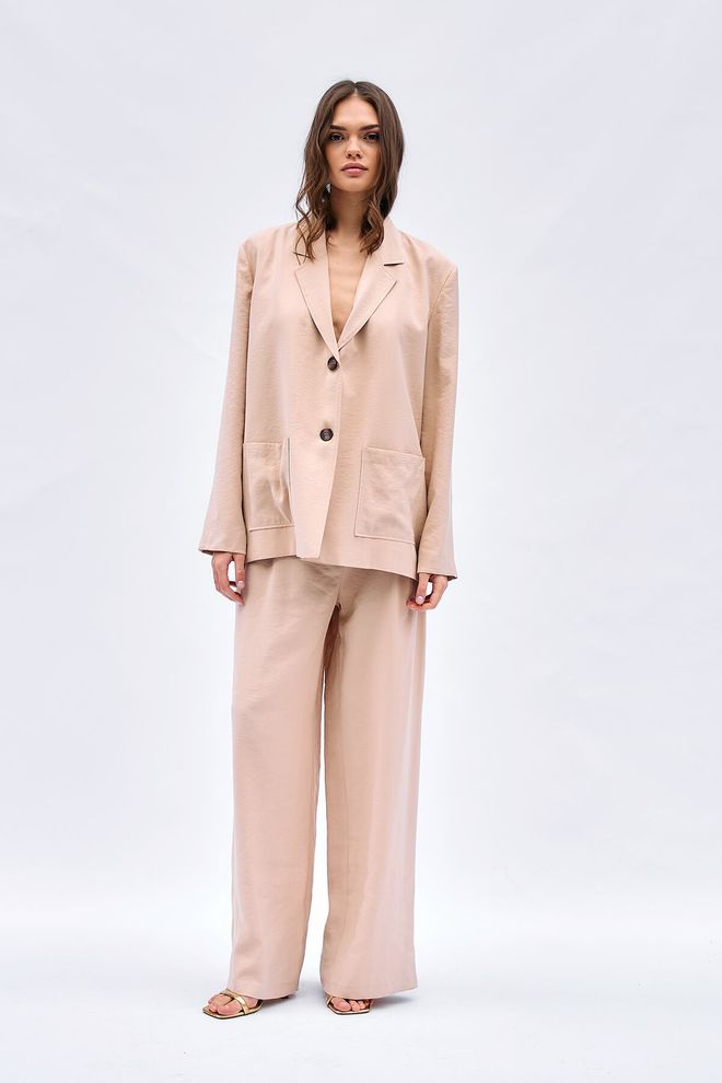 Lefon Tensel Palazzo Hlače S Kostnimi Gumbi Oblačila na debelo Ležerno