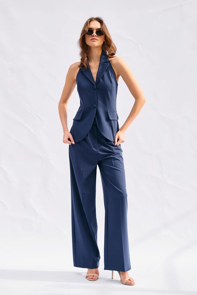 Lefon Double Buttoned Vest With Back Neckline Wholesale Clothing Formal