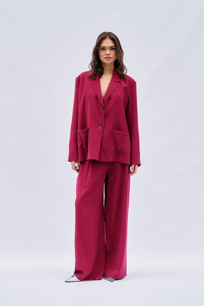 Lefon Tensel Palazzo Hlače S Kostnimi Gumbi Oblačila na debelo Ležerno