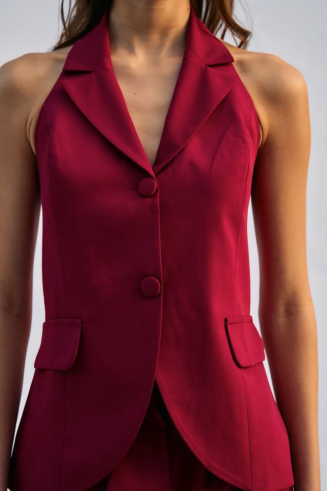 Lefon Double Buttoned Vest With Back Neckline Wholesale Clothing Casual