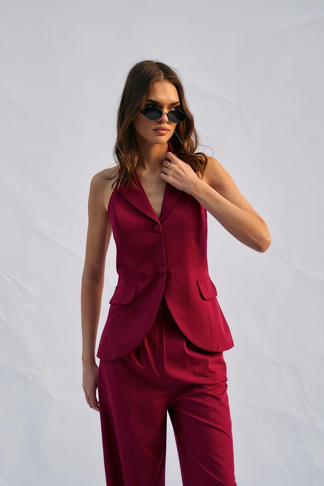 Lefon Double Buttoned Vest With Back Neckline Wholesale Clothing Spring