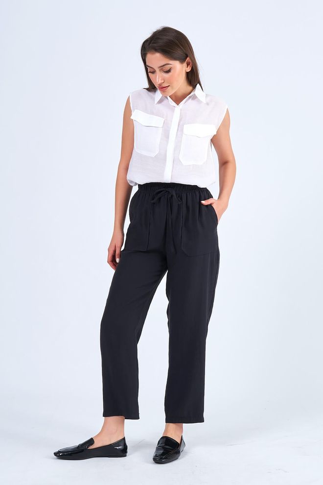 Lonca | LFN12893 - Elastic Waist Carrot Pants Lonca | LFN12893 - Elastic Waist Carrot Pants