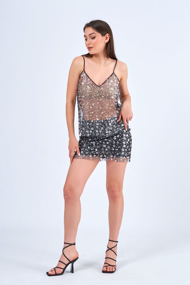 Lefon Slim Hanger Stone Blouse Black Wholesale Clothing No Fabric