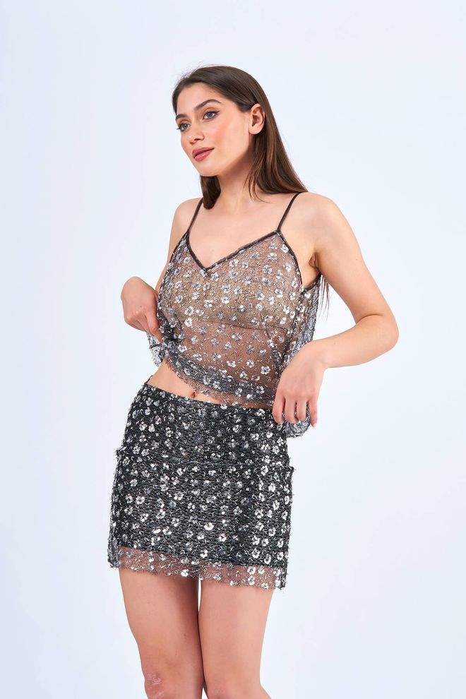 Lefon Slim Hanger Stone Blouse Black Wholesale Clothing Glam