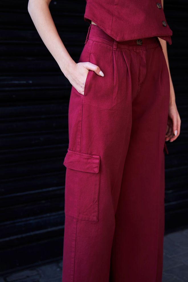 Lefon Cross Button Vest Burgundy Wholesale Clothing No Fabric