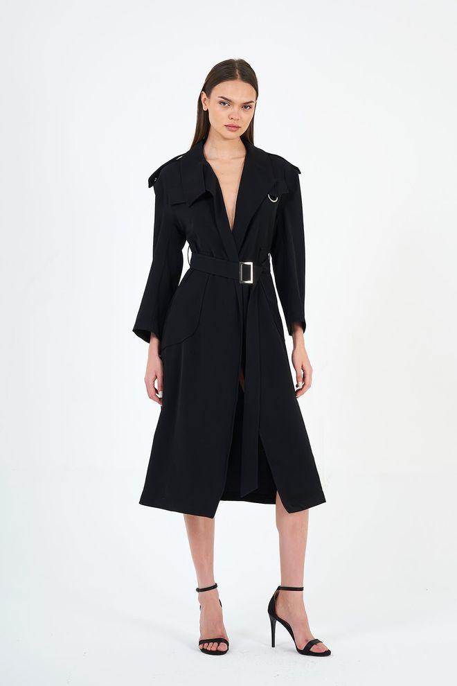 Lefon Modalni Jopič S Pasom Oblačila na debelo Formalno