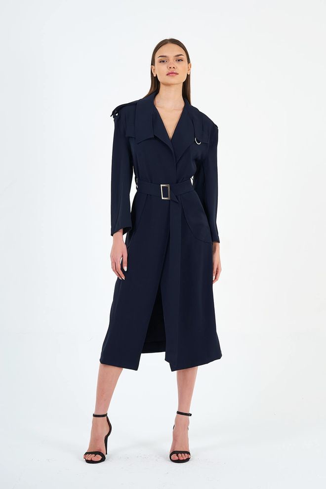 Lefon Modalni Jopič S Pasom Oblačila na debelo Formalno