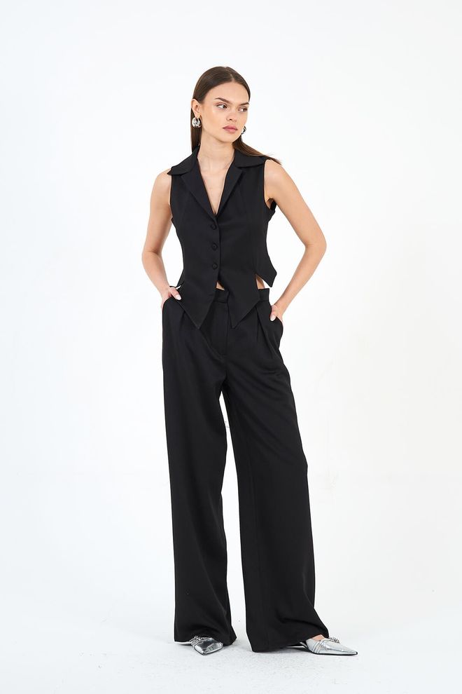 Lefon Pantalon Palazzo À Pli Simple Vêtements en gros Décontracté