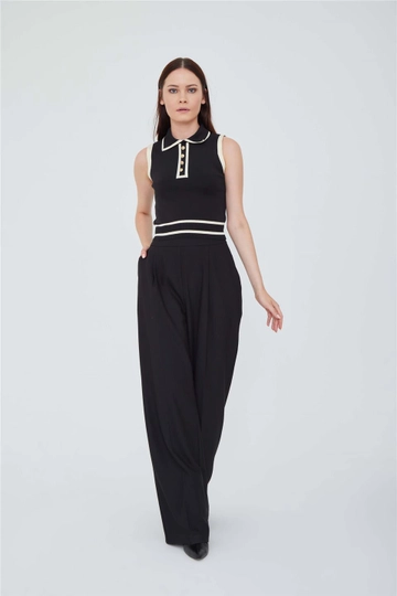 A wholesale clothing model wears  Deep Ink Black - Siyah
, Turkish wholesale Blouse of Lefon