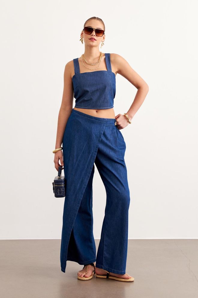 Levure Vaqueros Abotonados Con Cintura Elástica Color Azul Marino Ropa al por mayor Casual