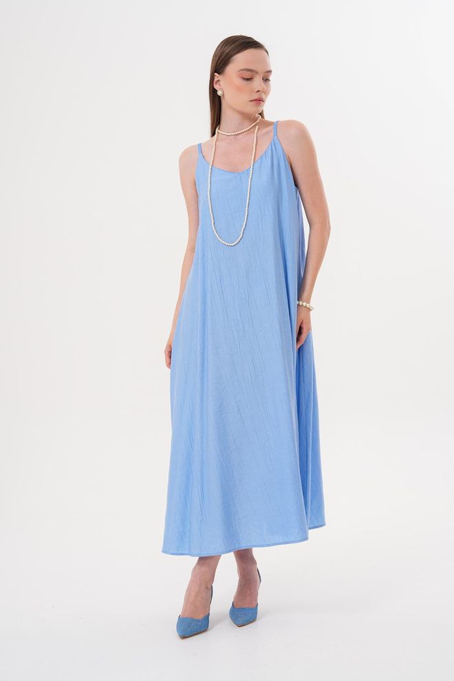 Levure Μακρύ Φόρεμα Με Κορδόνια Μπλε Χονδρικό εμπόριο ενδυμάτων 2