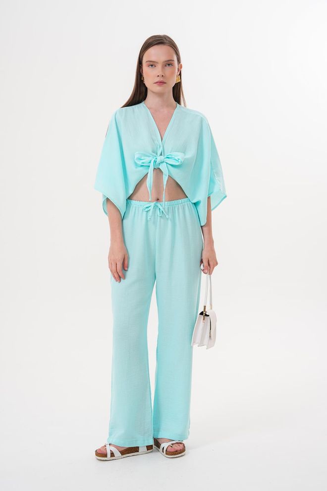 Levure Blusa Mueslin Tie Da Donna Blu Abbigliamento all'ingrosso Casuale