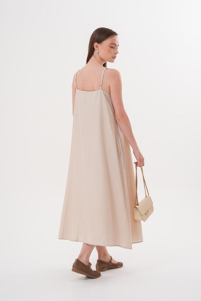 Levure Μακρύ Φόρεμα Πέτρινο Με Λουράκια Χονδρικό εμπόριο ενδυμάτων Καλοκαίρι