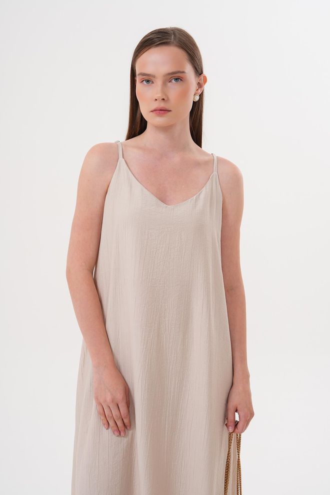 Levure Μακρύ Φόρεμα Πέτρινο Με Λουράκια Χονδρικό εμπόριο ενδυμάτων Παραλία