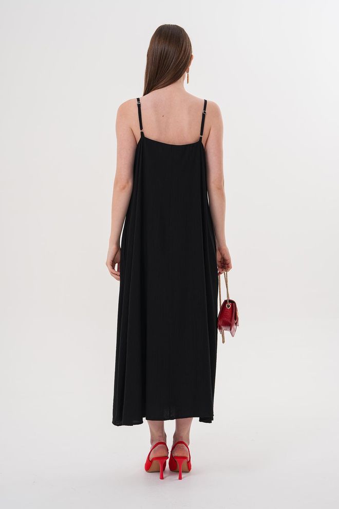 Levure Μακρύ Φόρεμα Μαύρο Χονδρικό εμπόριο ενδυμάτων Καλοκαίρι