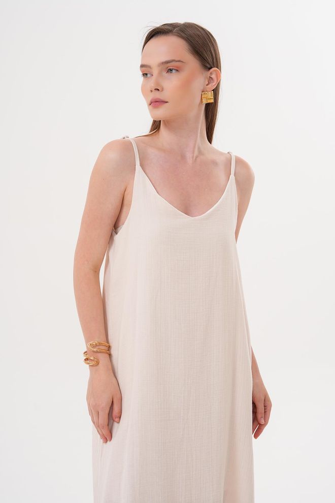 Levure Übergroßes Müsli Kleid Stone Mit Verstellbarem Aufhänger Großhandelskleidung Strand