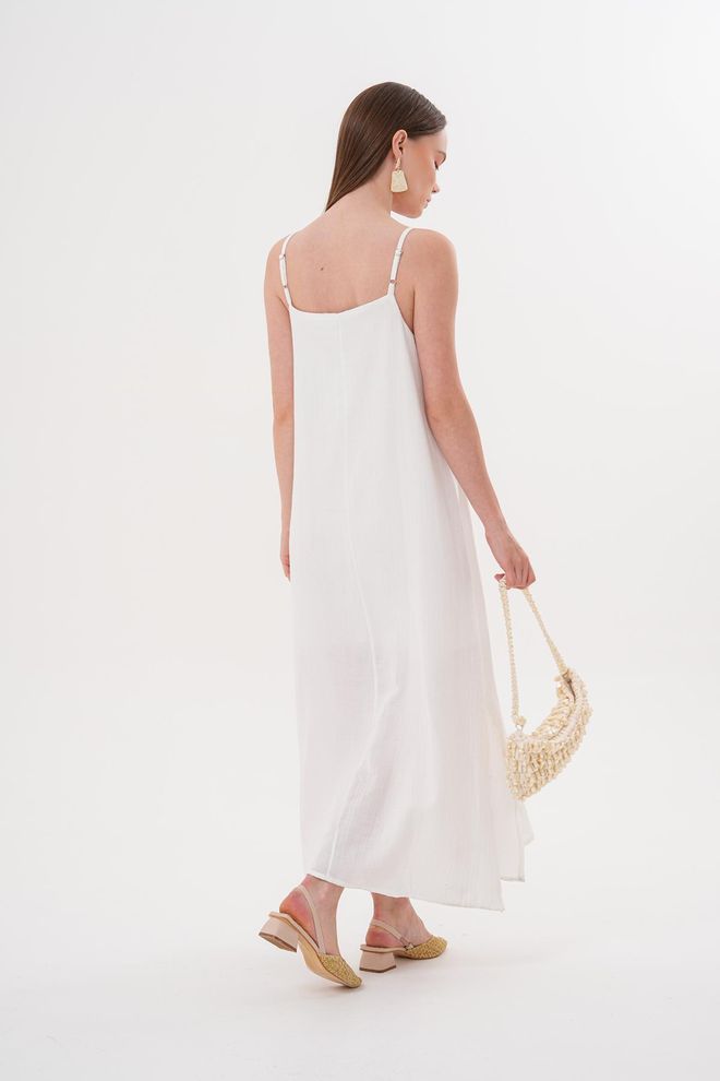 Levure Weitenverstellbares Müslinkleid In Übergröße Ecru Großhandelskleidung Sommer