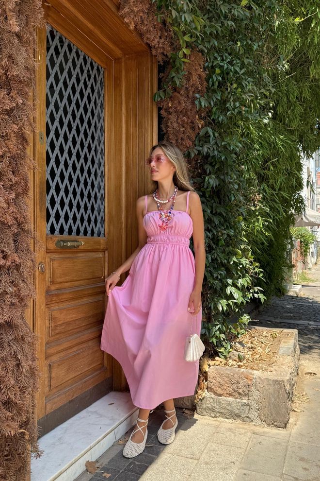 Levure Rochie Roz Casual Boho Slip Cu Decolteu Pătrat Îmbrăcăminte cu ridicata Primăvară