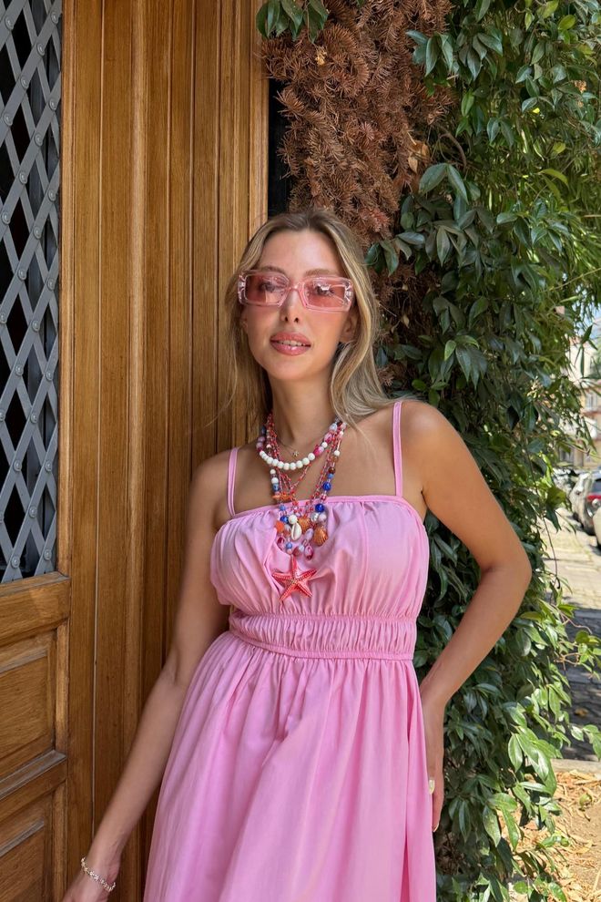 Levure Rochie Roz Casual Boho Slip Cu Decolteu Pătrat Îmbrăcăminte cu ridicata Plajă