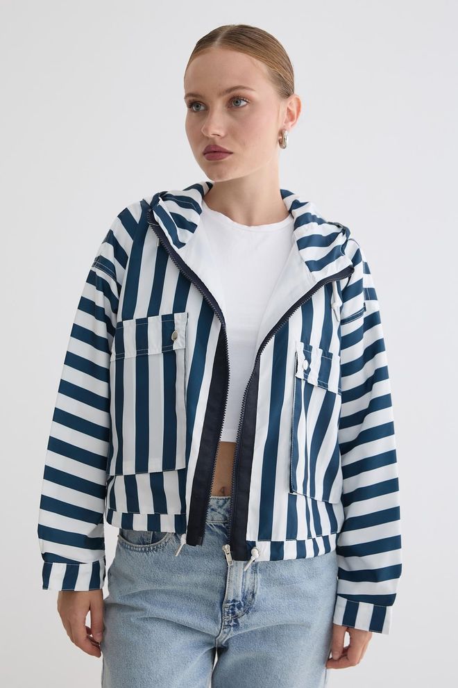 Levure Giacca A Vento Casual Streetwear Blu Abbigliamento all'ingrosso 1