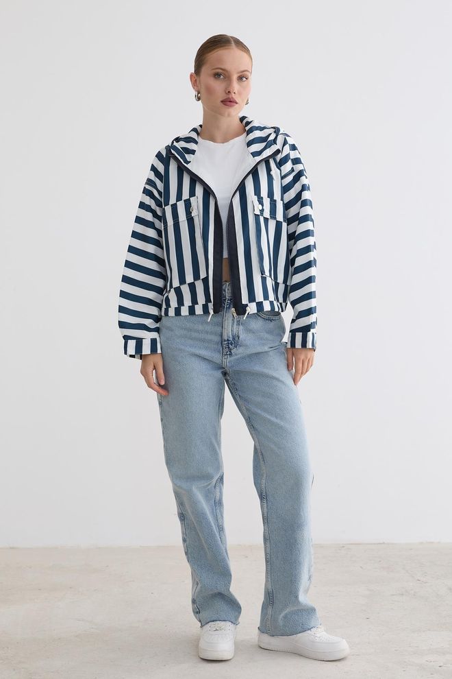 Levure Blauwe Casual Streetwear Windjack Groothandel Kleding Casual