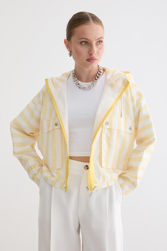 Levure Chaqueta Cortavientos Casual Deportiva Estilo Urbano Amarilla Ropa al por mayor 1