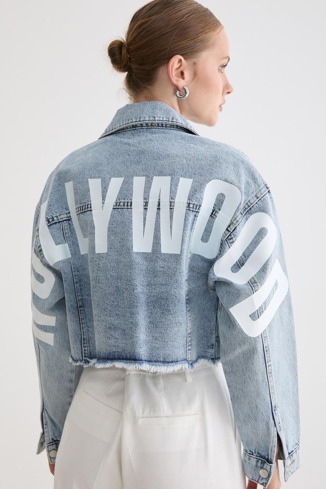 Levure Mavi Trucker Ceket Bol Kalıp Toptan Giyim Bahar