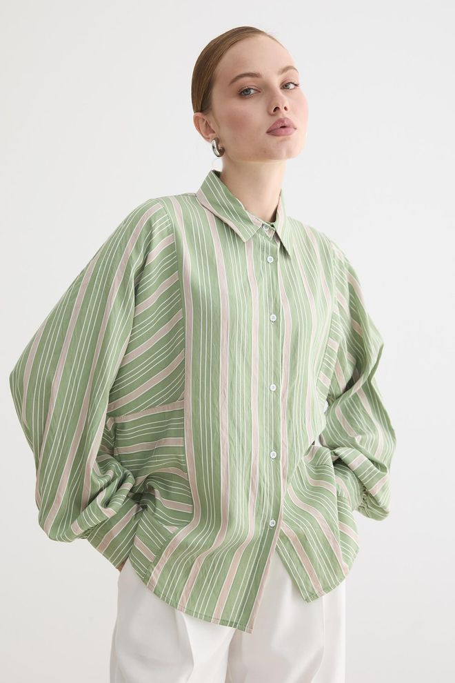 Levure Green Casual Elegant Vintage Shirt Wholesale Clothing 1