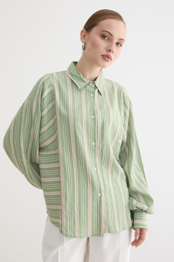 Levure Green Casual Elegant Vintage Shirt Wholesale Clothing Lounge