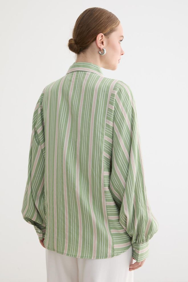 Levure Green Casual Elegant Vintage Shirt Wholesale Clothing Spring