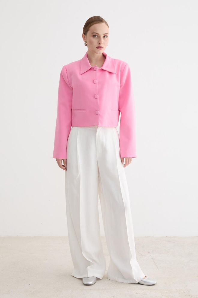 Levure Roze Elegante Enkele Rij Jas Groothandel Kleding Casual