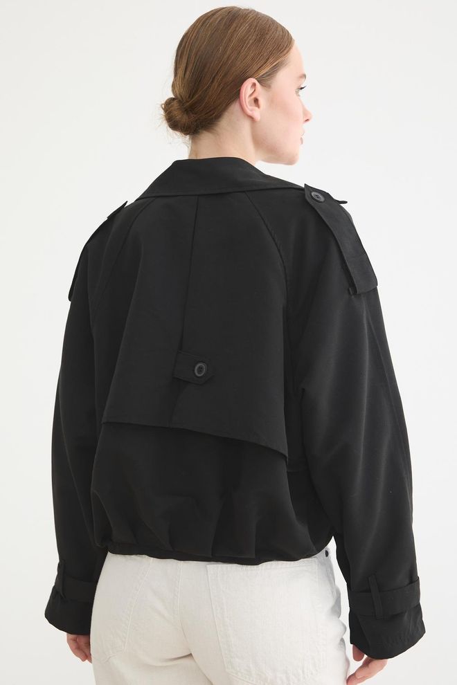 Levure Gabardina Negra Estilo Casual Vintage Elegante Ropa al por mayor Primavera