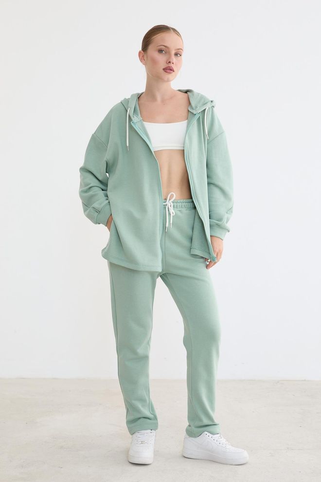 Levure Green Jogger Pants With Drawstring Closure Wholesale Clothing 1