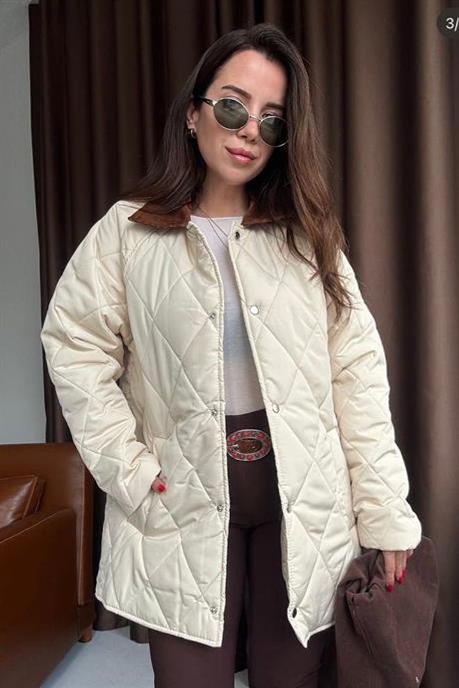 Levure Bej Gündelik Zarif Nostaljik Retro Ceket Toptan Giyim Gündelik