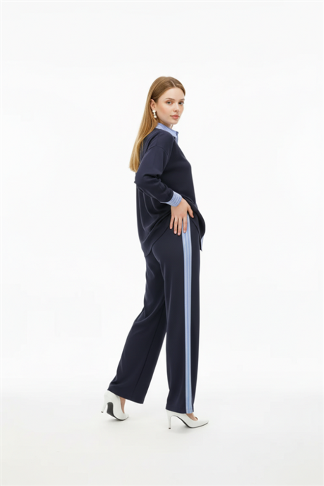 Levure Navy Blue Pruhovaná Polo Košeľa – Neformálna Elegantná Veľkoobchod s oblečením Jar