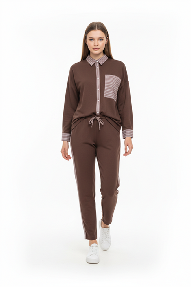 Levure Garni Suit Trousers Brown Wholesale Clothing 0