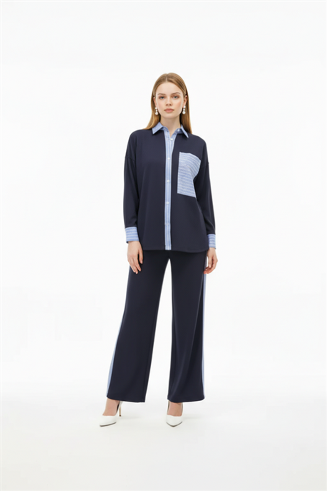 Levure Navy Blue Set For Casual And Formal Occasions Wholesale Clothing Casual