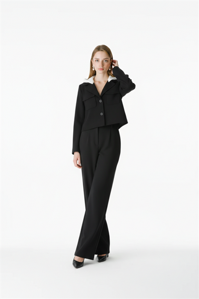 Levure Black Elegant Single Breasted Jacket Wholesale Clothing 1