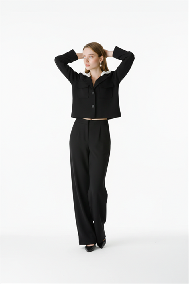 Levure Black Elegant Single Breasted Jacket Wholesale Clothing Work