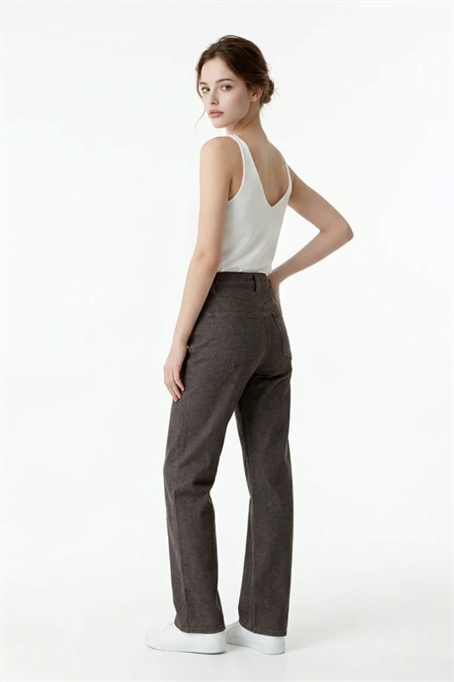 Levure Brown Chinos Pants – High Waist Straight Leg Work & Casual Wholesale Clothing Spring