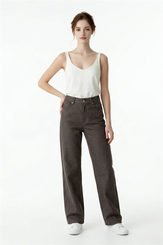 Levure Brown Chinos Pants – High Waist Straight Leg Work & Casual Wholesale Clothing Lounge