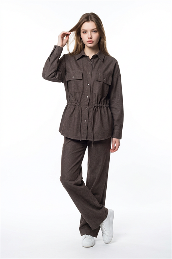 Levure Brown Casual Polo Neck Shirt – Regular Fit Buttoned Wholesale Clothing 1