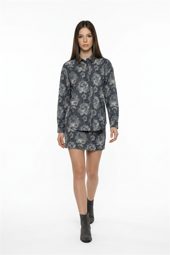 Levure Υπερμεγέθη Πουκάμισο Με Ροζ Μοτίβο Αν Χονδρικό εμπόριο ενδυμάτων 0