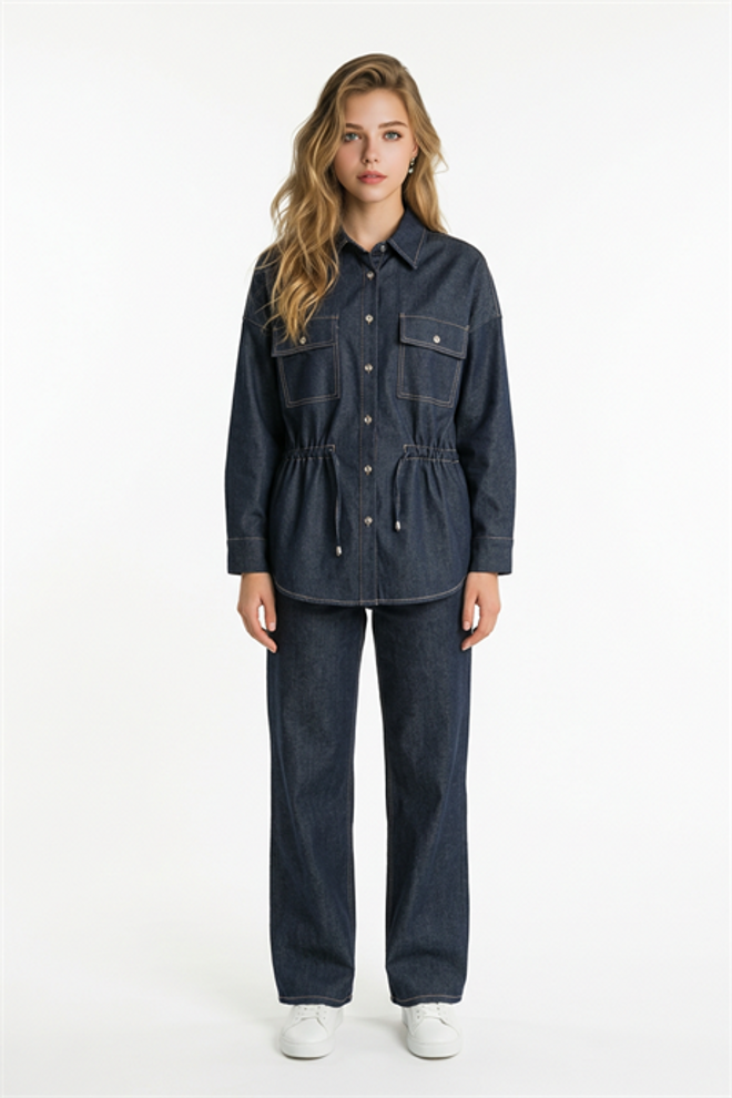 Levure Μπλε Casual Πουκάμισο Με Κουμπιά Χονδρικό εμπόριο ενδυμάτων Απλό