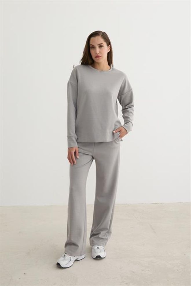 Levure Felpa Girocollo Oversize Da Donna Di Colore Grigio Abbigliamento all'ingrosso Casuale