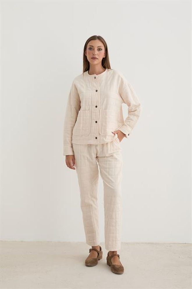 Levure Γυναικείο Σακάκι Με Λεπτομέρεια Ζακάρ Καπιτονέ Πέτρα Χονδρικό εμπόριο ενδυμάτων Casual